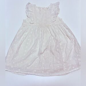 H&M White Textured Eyelet Dress